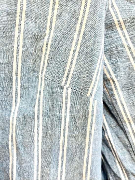 Chico's Blue White Size 1 Medium Striped Blazer Chambray Washable Cotton Stretch - Picture 8 of 12